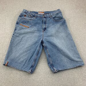 Roca Wear Shorts Mens 38 X 14 Big & Tall Flap Pockets Light Wash Embroidered
